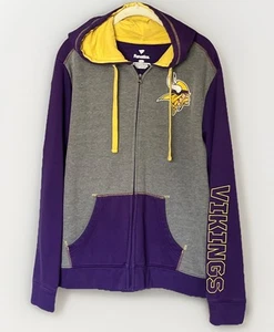 Minnesota Vikings Hoodie Men’s L Gray Purple Colorblock NFL Full Zip Sweatshirt - Picture 1 of 9