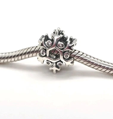 🩷 Silver Snowflake Bead Charm S925 Genuine Sterling Silver 🩷  - Image 1 of 4