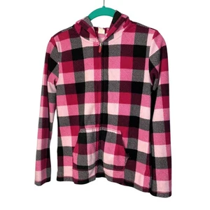 So Girls Pinks & Black Plaid Full Zip Hoodie Size 10 EUC - Picture 1 of 3