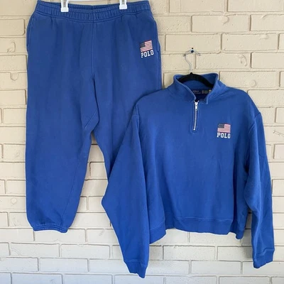 Polo Ralph Lauren Traje de Correr Sudadera Mujer Conjunto Azul 2 Piezas XL XXL Atlético Foto 1 de 4