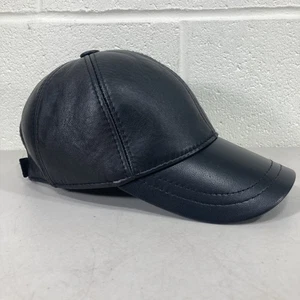 Gorra de cuero negra gorra de motocicleta ajustable con correa para adulto motociclista rap años 90 - Imagen 1 de 7