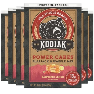 Power Cakes, mezcla de panqueques y gofres, frambuesa limón, alto en proteínas, 100 % grano entero - Imagen 1 de 12