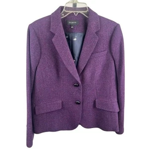Talbots Purple Tweed Wool Blend Blazer Jacket Classic Career Size 14 - Picture 1 of 4