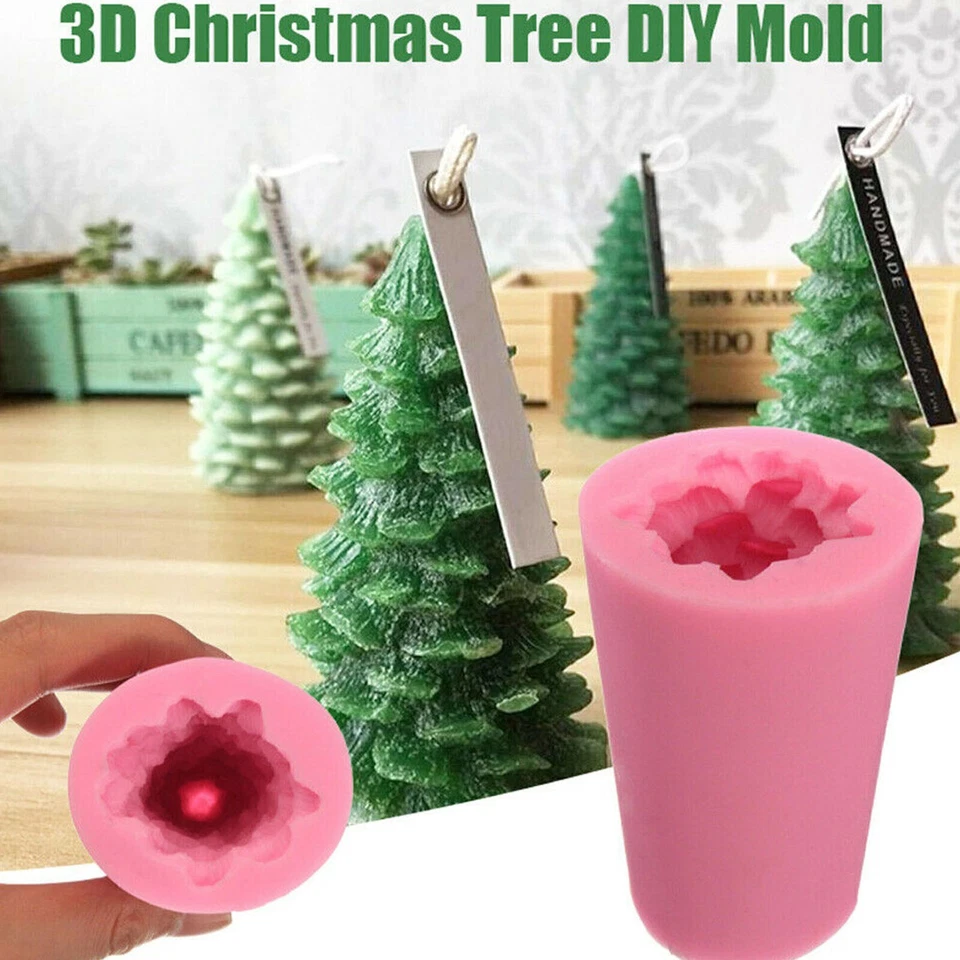 3D Christmas Tree Candle Mold Soap Mold Craft Mould Silicone Flexible DIY Tool - Image 1 of 4