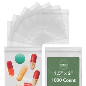 Pill Bags – 1.5" x 2" (1000 Count), 2 Mil – Clear Plastic Reclosable Small Ba... - Picture 1 of 6