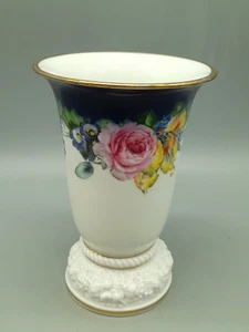 Rosenthal Vase Maria mit Blumendekor 14,5 hoch Goldrand blau 1928 Porzellan - Bild 1 von 9