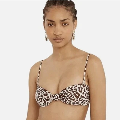 Top de natación de bikini J Crew nudo bandeau estampado de leopardo talla 3X BF095 NUEVO CON ETIQUETAS Foto 1 de 4