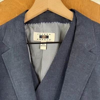 Joseph Abboud 运动外套男式 2XL 棉亚麻混纺 2 件套背心 48L 鸟眼 — 第 1/4 张图片