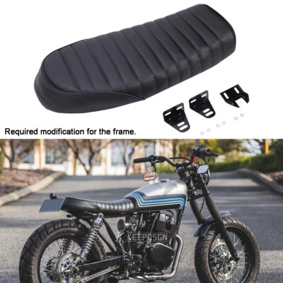 Sillín de asiento Flat Driver Solo Café Racer negro para Honda CB 250 450 650 700 750 Foto 1 de 4
