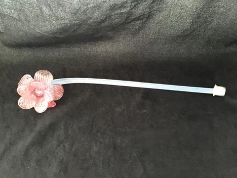 Large Venetian Chandelier Flower Part 13 1/2" Opalescent Stem-Pink Flower SUPER Cover
