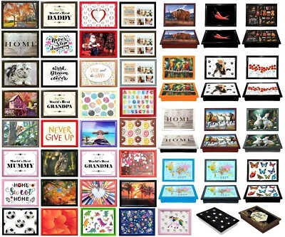 HOMION CUSHIONED LAPTRAYS LAP TRAY TV DINNER BEAN BAG PADDED CUSHION GIFT MANY DESIGNS