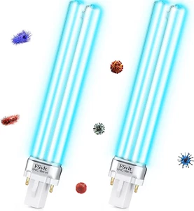 2 Pieces UV Light Bulbs 9 Watt UV-C G23 Base Bulb 9W Replacement clear NEW - Picture 1 of 8