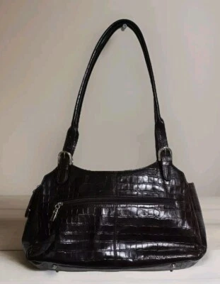 Bolso de Mano Maxx New York Cuero Patrón Cocodrilo en Borgoña Talla Mediana  Foto 1 de 4