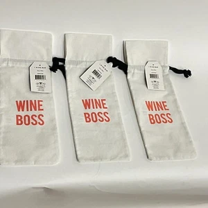Wine Boss lot of 3 Wine Carrier Bags Gift Bag Boss Exployee 5x13" New NWT Canvas - Picture 1 of 4