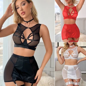 Bandage Outfits Womens Sexy Lingerie Bra Set Fancy Underwear Lace G-string Thong - Picture 1 of 42