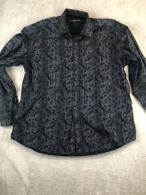 Pronto Uomo Dress Shirt Mens X-Large Black Textured Stripe  Cotton - Image 1 of 4