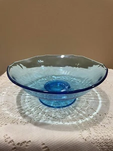 Vintage Light Blue Glass Pedestal Bowl - Picture 1 of 8