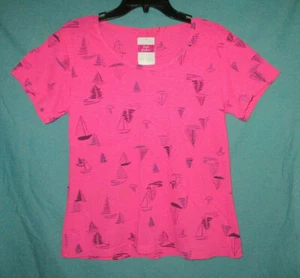 Fresh Produce NWT Flamingo Pink Harbour Hues Vintage Go Sailboats T Shirt XS M L