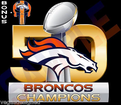 丹佛野马超级碗 50 冠军贴花/贴纸全彩汽车,船 5"-11 — 第 1/2 张图片