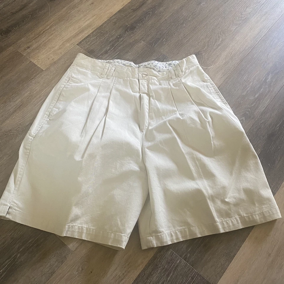 Pantalones cortos vintage Mountain Lake Mom para mujer talla 14 caqui cintura alta plisados algodón Foto 1 de 4