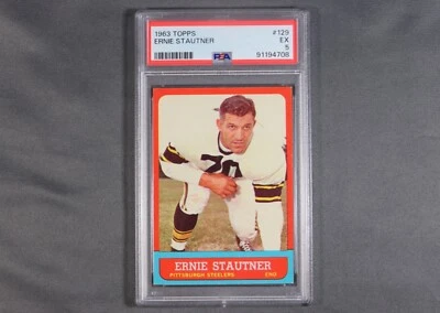 1963 Topps Football Card #129 ERNIE STAUTNER Pittsburgh Steelers HOF PSA 5 EX - Image 1 of 4