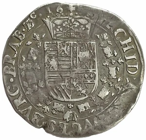 1612-1616 SILVER SPANISH NETHERLANDS 1/4 PATAGON ALBERT & ISABELLA COIN KM#34 - Picture 1 of 2