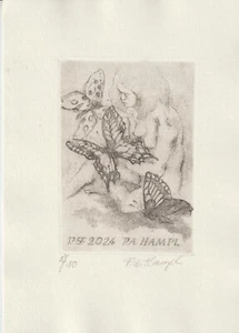 Otiginal limited edition erotic etching exlibris Art Print by HAMPL PETR - Picture 1 of 1