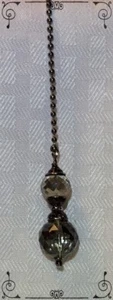 Handcrafted Electroplated Faceted Glass Black Grey White Gunmetal Fan Pull - Picture 1 of 3