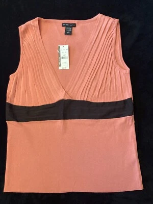 Nuevo con Etiquetas New York & Co. Talla L Coral y Marrón Sin Mangas Top Camisa Coral Foto 1 de 3