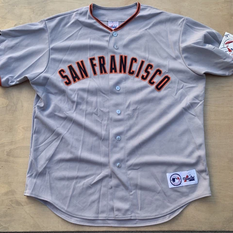Deadstock SF San Francisco VTG Giants MLB  Gray BONDS #25 Majestic Jersey USA L Cover