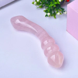Bacchetta per pene massaggio cristallo quarzo rosa naturale grande misura grande 18 cm Yoni - Foto 1 di 3