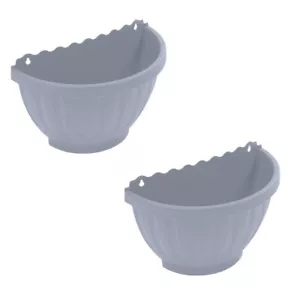 2 x Wall Hanging Garden Planter Basket Fence Flower Pot Home Balcony Soft Grey - Picture 1 of 13