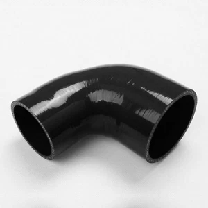 2.5" TO 3" 90 DEGREE ELBOW TRANSITION REDUCER 3PLY SILICONE HOSE COUPLER BLACK - Bild 1 von 4