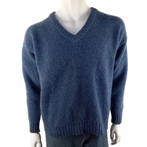HUNT CLUB vintage men size 18 100cm jumper 100% Shetland wool knit blue pullover - Picture 1 of 7
