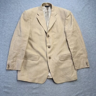 Blazer Banana Republic Para Hombres 40S Beige Lino Chaqueta Tres Botones Dinero Antiguo Y2K Foto 1 de 4