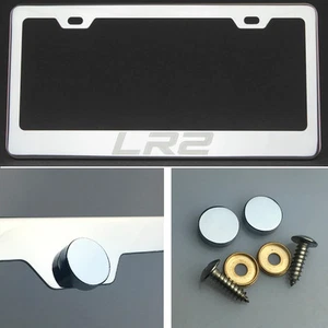 LR2 Laser Engraved Polish Stainless Steel License Plate Frame Chrome Screw Cap - Picture 1 of 12