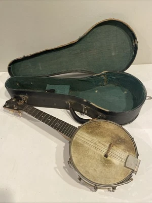 Antique banjo ukulele banjolele or banjo uke With Case - Image 1 of 4
