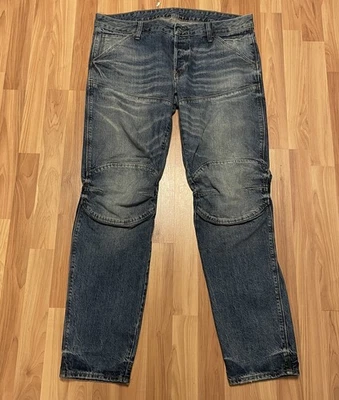 Jeans masculino G STAR cru 5620 desconstruído 3D baixo cônico 38x30 botão elástico para cima - Imagem 1 de 4