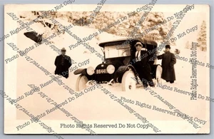 Antike RPPC 1910er Auto Car California Platte im Schnee steckt Echt Foto Postkarte  - Bild 1 von 14
