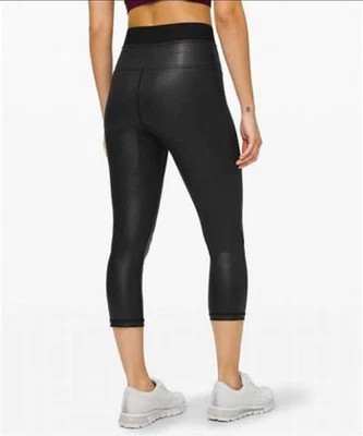 NWT Lululemon Women's Power Position SHR Crop Pant 21" Size 8 Black Matte Foil - Image 1 of 4