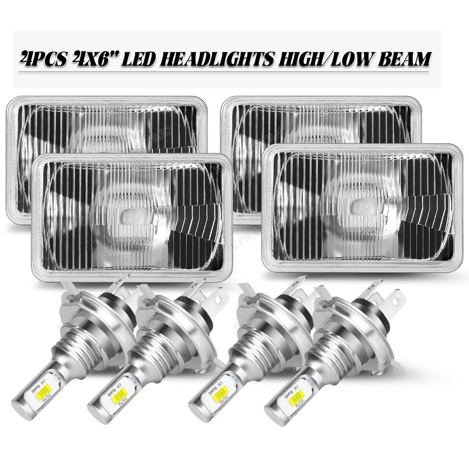 4x Faróis de LED Hi/Lo Beam DOT H4 4x6" polegadas para GMC W3500 W4500 W5500 para frente - Imagem 1 de 1