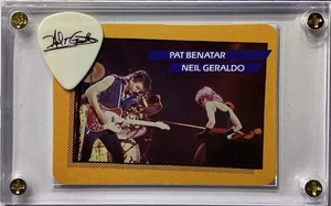Rare Neil Giraldo trading card/authentic black on white Neil tour pick display!! - Picture 1 of 3