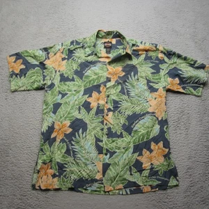 Camicia Harley Davidson uomo M verde floreale hawaiana aloha con bottoni USA - Foto 1 di 10