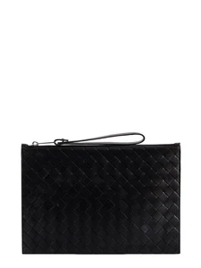 BOTTEGA VENETA Black Intrecciato Zipped Pouch New And Authentic - Picture 1 of 3