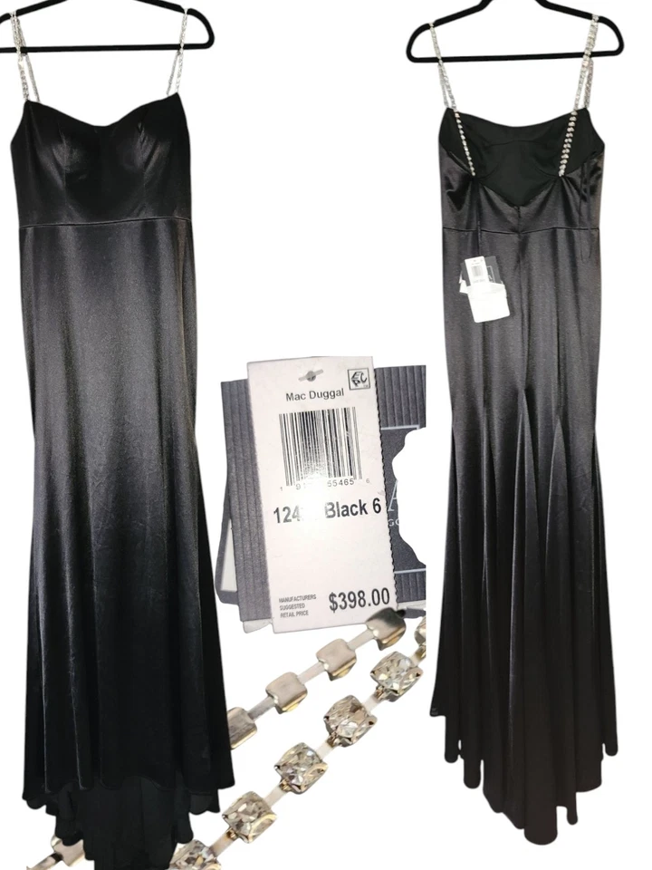 $398 Mac Dugal 黑色连衣裙,尺寸 6,舞会,礼服 — 第 1/4 张图片