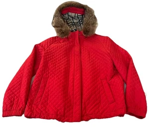 Burberry London Damen Gr. Medium Rot Nova Fellbesatz Jacke Blue Label Gesteppt - Bild 1 von 14