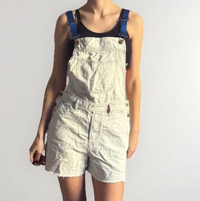 Macacão jeans DIESEL tamanho S branco/azul claro onepeace com alça de seda contraste - Imagem 1 de 4