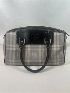 Dooney & Bourke Black & Gray Canvas/Leather Handbag Zip Double Handle/Strap - Picture 1 of 15