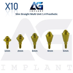 10 Straight Multi Unit 1.4mm Prosthetic Slim Platform Int Hex 2.0mm System - Picture 1 of 16