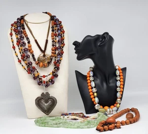 Konvolut Modeschmuck Glas Holz Perlen Halsketten - Bild 1 von 20